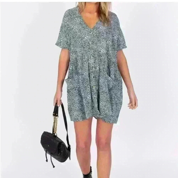 PRINCESS POLLY Green Liberty Floral Oversized Flowy Boho Dress Size US 0 - Picture 3 of 6